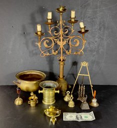 Large Lot Of Assorted Vintage & Antique Brass Items ( Look)