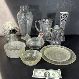 11 Pieces Of Antique & Vintage Glass Items ( LOOK CLOSE )