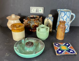 9 Pieces Of Vintage & Antique Assorted Pottery Items