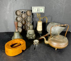 A  Lot Of Antique Cast Iron Copper, Brass And Miscellaneous