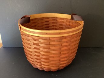 Large  Handmade Basket With Leather Handles