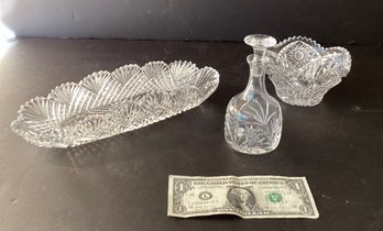 3 American Brilliant Period Cut Glass Table Items