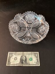 American Brilliant Cut Glass Shallow Bowl With Sawtooth Edging