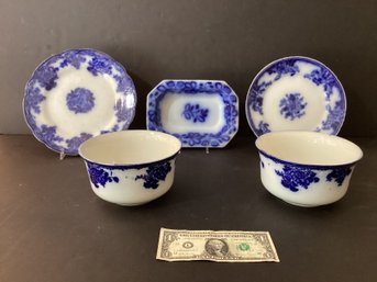 Collection Of Antique Flow Blue Dinerware