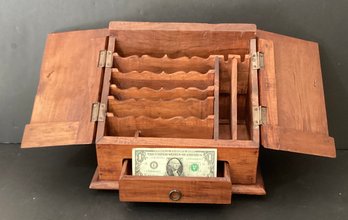 Substantial  Letter And Mail Caddy In Wood With Brass Hinges