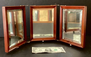 Very Nice Antique  Folding Victorian Three Mirror For Your Desk Or Dresser