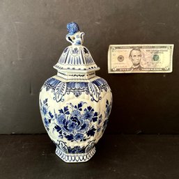 Vintage Blue & White Delft Covered Jardineer