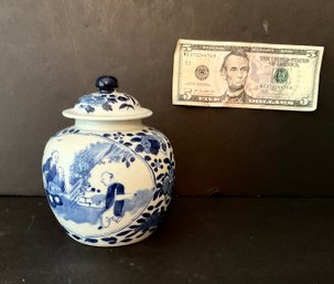 Interesting Old Blue & White Chinese Ginger Jar