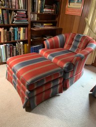 Nicely Upholstered  Hollywood Style Vintage Club Chair & Ottoman (1)