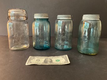 4 Antique Mason & King Fruit Storage Jars  Circa 1800s