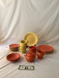 Stangl Mid Century Partial Set  In Orange In Yellow