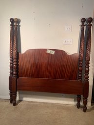 Antique Acanthus Carved 4 Poster Cannon Ball Bed