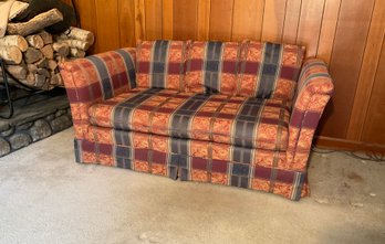 Mid Century Design Loveseat With Custom Waverly Fabric Uphostery