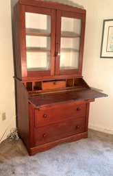 Antique New England Pine 2 Piece Secretary Desk