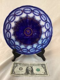 Very  Nice 19th Century Wood And Son Flow Blue Semi-Porcelain English Plate With 15 States