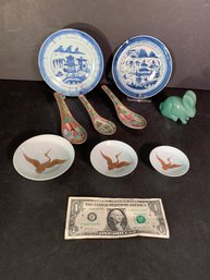 9 Pieces Of Old Chinese Items Porcelain & Stone