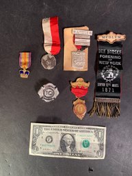 Lot Of Antique Shooting Medals And A Vintage Reading PA  Fire Dept Badge