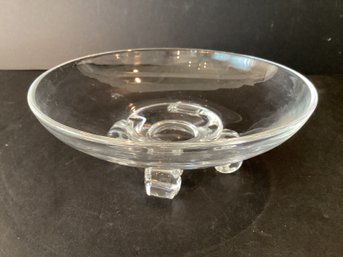 Vintage John Dreves Designed Steuben Crystal Shallow Bowl With  Footed Base