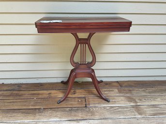 Vintage Mahogany Lyre  Base  Flip Top Game Table