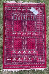 48 X 31 Vintage Hand Woven Boukhara Wool Carpet  Afghanistan  1940s