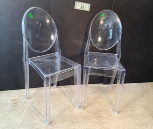 2 Plastic Ghost  Chairs By Phillippe Starcke