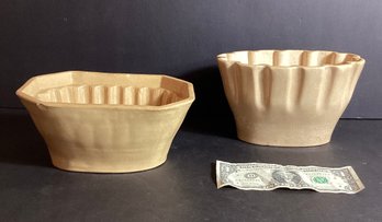 2 Antique Ceramic Yellow Ware Dessert Molds