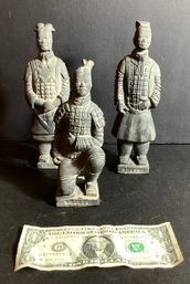 3 Vintage Pottery Chinese/  Asian Warriors With Fine Detail