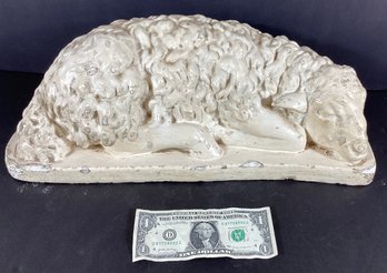 Antique Chalkware Sleeping Lamb