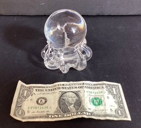 Unusual Hand Blown Art Glass Octopus In Clear Glass