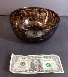 Handmade Tortoise Shell Glass Bowl With Polished Pontil