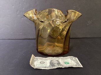 Antique Hand Blown Amber Glass Vase