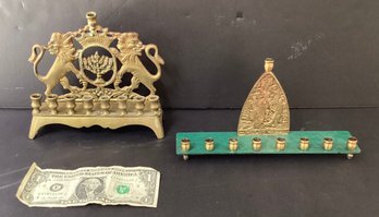 2 Brass Menorahs  Both Made In Israel