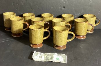 11  Mid Century Stoneware Mugs With Handles