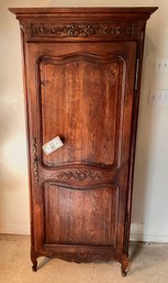 Very Narrow French Carved Tall Cabinet Linens, Clothes, Food.