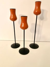 Trio Of Laurdis Lonborg Mid Century Modern Candlesticks