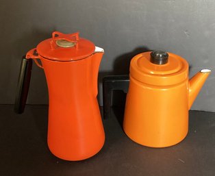 2 Mid Century Atomic Coffee Pots   With The Works!