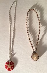 2 Cool Necklaces  Created With Natural Materials With Sterling Wire And Chain.