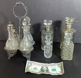 Grouping Of 9 Antique Silver-plate, Glass, And Crystal Items