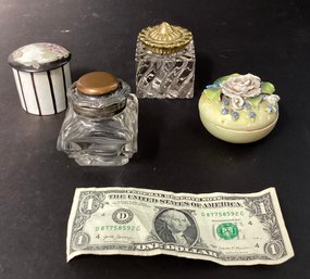 Antique Inkwells & Porcelain Dresser Jars