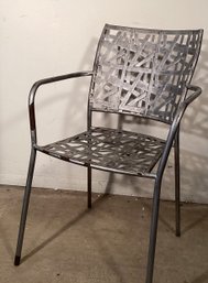 One Antiqued/Silvered Steel Agostina Patio Chair