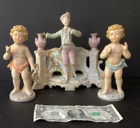 Three Antique Hand Painted Porcelain Figures