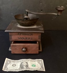 J. Fisher Warr Ed  Antique Coffee Mill