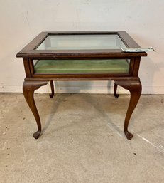 Vintage Queen Anne Walnut Lift Top  Vitrine