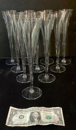 10 Vintage Tiffany Champagne Crystal Flutes