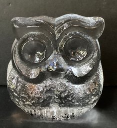 Signed Lars Helston SKRUL Textured  Glass Owl