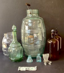 8 Vintage/ Antique Glass Bottles, Jars, And Glass Toothpick Shoe  For You!