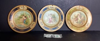 3 Antique Metal Art Plates  From The Vienna Art Plate Company