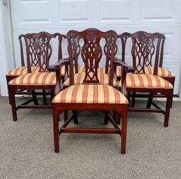 8 Virginia House Henkel Harris Solid Mahogany Chippendale Dining Chairs.