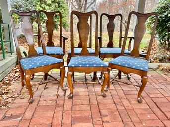 6 Vintage Drexel Solid Cherry Queen Anne Dining Chairs