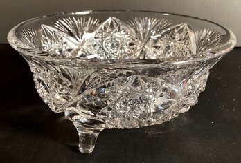 American Brilliant  Crystal Cut Starburst Pattern Footed  Bowl